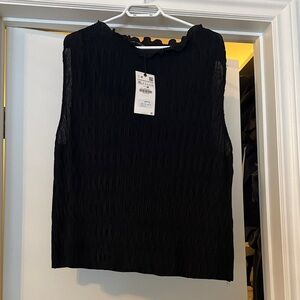 NWT Zara Black Textured Sleeveless Blouse